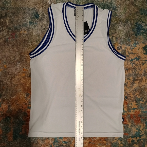 NWT Andrew Christian Men's White and Blue Sleeveless Muscle Shirt Size Medium - Picture 5 of 7